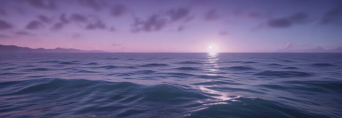 Wall Mural - a calm ocean scene with a subtle blue purple gradient, serenity, soothing, gentle