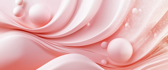 Wall Mural - soft gradient with floating bubbles in light pink and peach shades