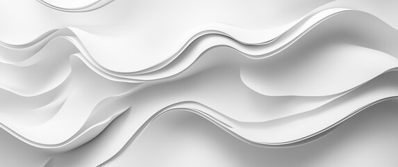 Wall Mural - minimalist white waves in monochromatic abstract design