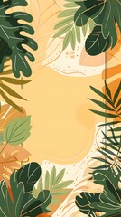 Wall Mural - Tropical Leaves Background Illustration with Abstract Shapes