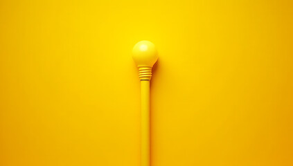 Wall Mural - A sparking idea is conceived when a lightbulb moment occurs above a bright yellow background near an ordinary desk lamp._00001_