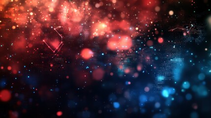 a blurred technological background with a complex network of program code and mathematical symbols f