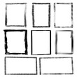 © only - Hand drawn rectangles different sizes. Rectangle Rectangular frame set Freehand drawing Freehand rectangular border Text highlight Underline. Vector illustration.Texture Black Frame Old Grunge Square