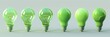 © artemstepanov - Green light bulbs, lamp icon set, lightbulbs isolated, render style minimal light bulbs, creativity idea