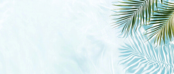 Canvas Print - abstract tropical background with palm leaf shadows on water