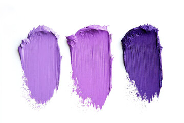 Wall Mural - three shades of purple pastel strokes on white background for artistic design