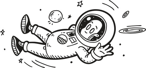  Doodle Illustration of Astronaut in Space