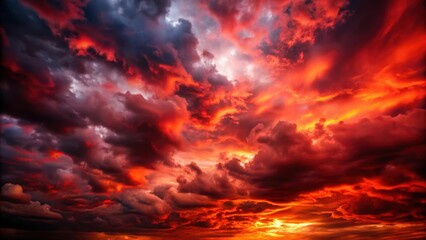Wall Mural - dramatic red sky with black ominous clouds, sky, red, black, clouds, dramatic, weather, ominous, sto