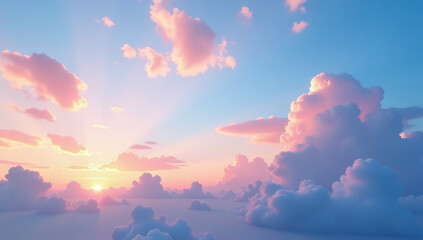 pink blue clouds sunset sky wide large banner size