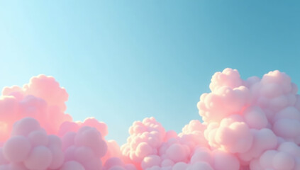Wall Mural - soft pink clouds float serene blue sky