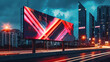 © NooPaew - Modern digital billboard with bold logo, urban skyline backdrop