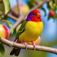 Colorful bird is perched on a branch