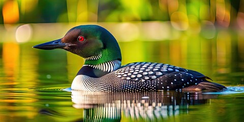 Majestic Minnesota loon on Lake Superior, the state bird in its aquatic habitat.