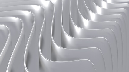 Poster - White striped pattern background, 3d lines design, abstract minimal white gray background for business presentation.