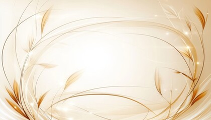 Wall Mural - Beige And Cream Swirling Floral Design Background, Elegant Abstract Curves Illustration