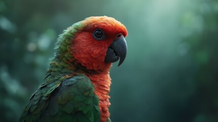 Poster - A close up of a parrot with a green background