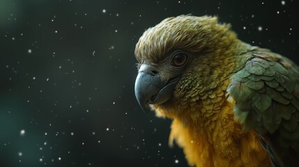 Canvas Print -  A close up of a parrot's head in the snow