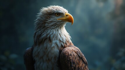 Poster - A close up of a bald eagle with a yellow beak