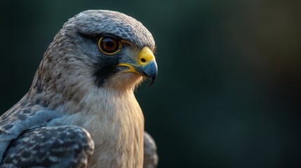 Wall Mural - a close up of a bird of prey with a green background