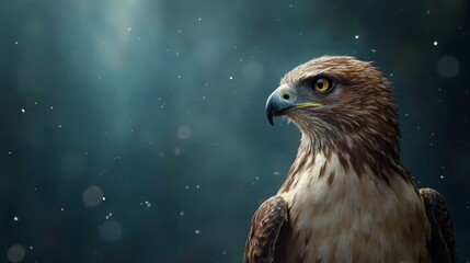 Wall Mural - a close up of a bird of prey on a dark background