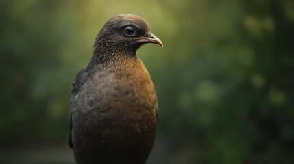 Wall Mural - a small brown bird sitting on top of a wooden post