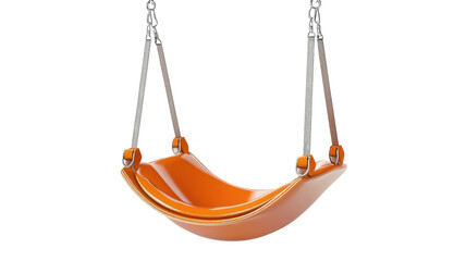 Bright orange hammock suspended in the air, providing a cozy spot for relaxation and enjoyment in outdoor spaces year-round.