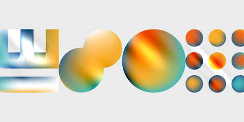 Aufkleber - Simple shapes - circles, triangles, rectangles abstract background. Vector Illustration For Wallpaper, Banner, Background, Card, Book Illustration, landing page