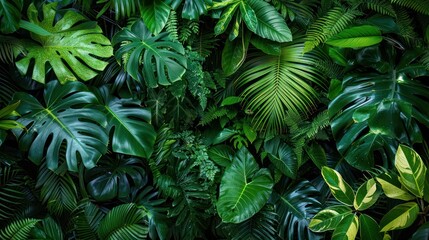  Wide angle view of a dense mass of green leaves.