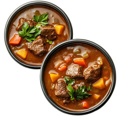 Wall Mural - Two Bowls of Beef Stew with Parsley Garnish