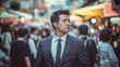 © Snezhana - Confident Businessman in Suit Standing Out in a Busy Urban Crowd
