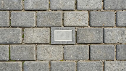 Wall Mural - Gray stone block paving with a background of gray stone, stone, road, paving, cobblestone, bricks, pathway, texture