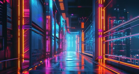 Futuristic cyberpunk-inspired backgrounds with technological lighting effects. Created with generative AI technology