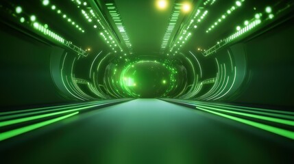 Wall Mural - green sci-fi backdrop with neon effects and complex patterns, ideal for an innovative and imaginativ