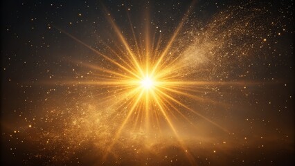 golden celestial burst radiating light and stardust, abstract background, space, universe, gold glit