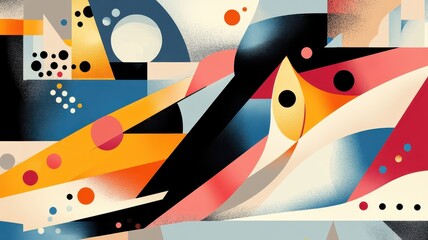 Abstract parrot illustration using unconventional shapes and a mix of vibrant and muted colors for creativity.