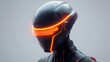 © djatu - Futuristic robot head with glowing orange visor, close-up profile view against a neutral background.