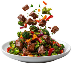 Wall Mural - Beef Broccoli StirFry with Vegetables and Sesame Seeds