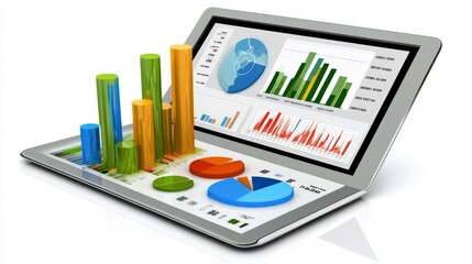 Poster - Colorful Data Visualization on Laptop Screen Showing Insights