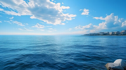 Wall Mural - Beautiful blue sky. Beautiful clouds. Beautiful blue sea