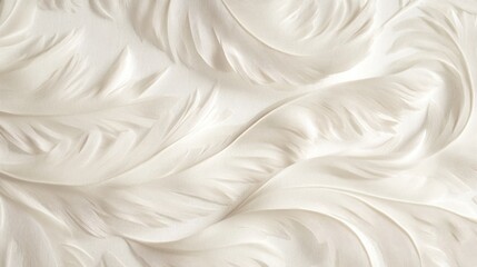 Abstract white textured background with wavy feather-like patterns.