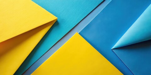 Fototapete - Abstract Geometric Composition Featuring Vibrant Yellow and Blue Tones, Creating a Bold and Modern Visual
