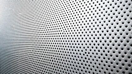 Leinwandbilder - A repeating pattern of circular holes in a metallic surface, creating a textured and industrial aesthetic