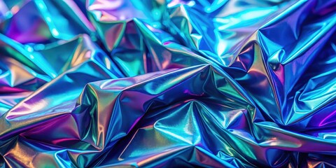 Poster - Abstract iridescent fabric background with a smooth, shiny surface, reflecting vibrant colors and creating a luxurious, almost liquid-like texture.