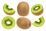 kiwi fruit, slices and half isolated, transparent PNG, PNG format, cut out, Collection