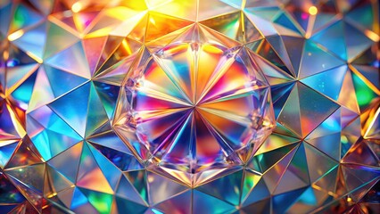 Leinwandbilder - Abstract iridescent geometric pattern with vibrant colors and a captivating focal point