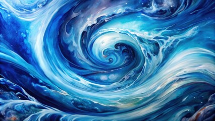 Aufkleber - Abstract Swirling Blues A Symphony of Color and Movement in a Whirlwind of Fluid Forms