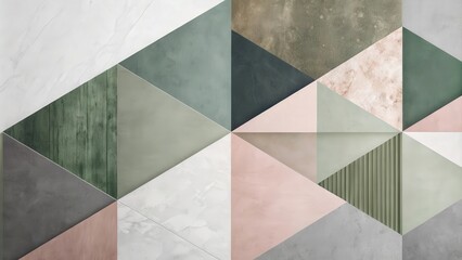 Fototapete - Abstract Geometric Pattern with Textured Triangles and Subtle Color Variations