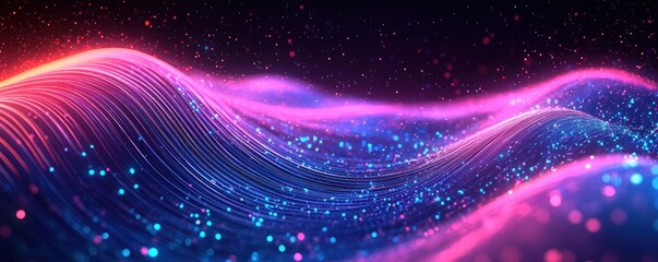 Wall Mural - futuristic neon abstract wave digital background for technology ai data graphics