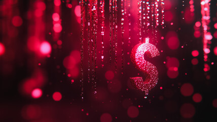 Sticker - A dollar sign is suspended in a stream of glitter