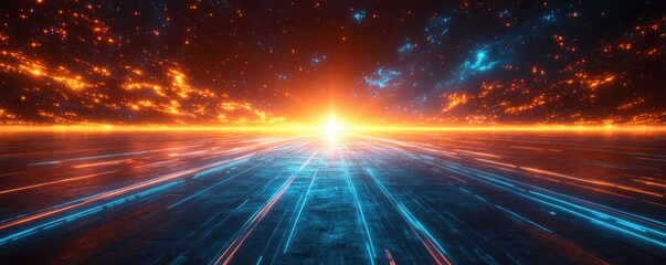 Poster - Futuristic Digital Background for AI, Data Transmission, Neural Networks and Cyberpunk Inspired Design
